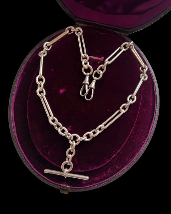 ANTIQUE SILVER PAPERCLIP ALBERT CHAIN