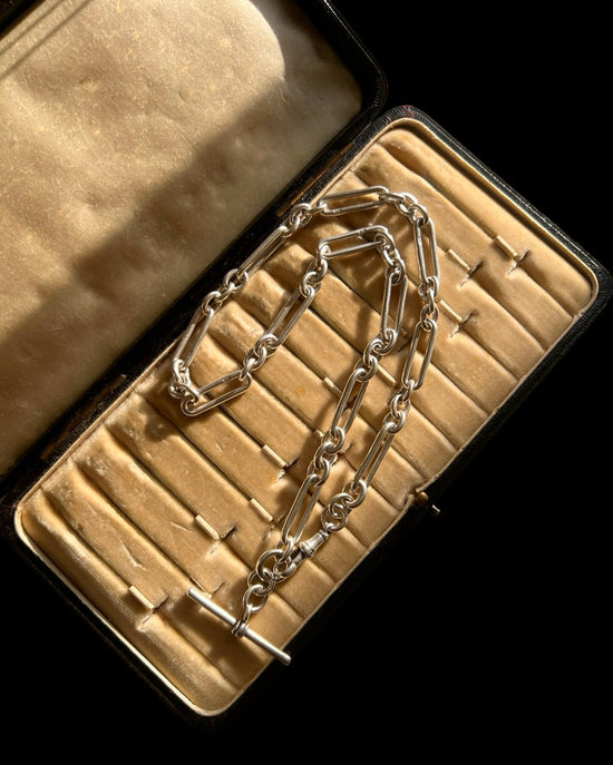 ANTIQUE SILVER PAPERCLIP ALBERT CHAIN