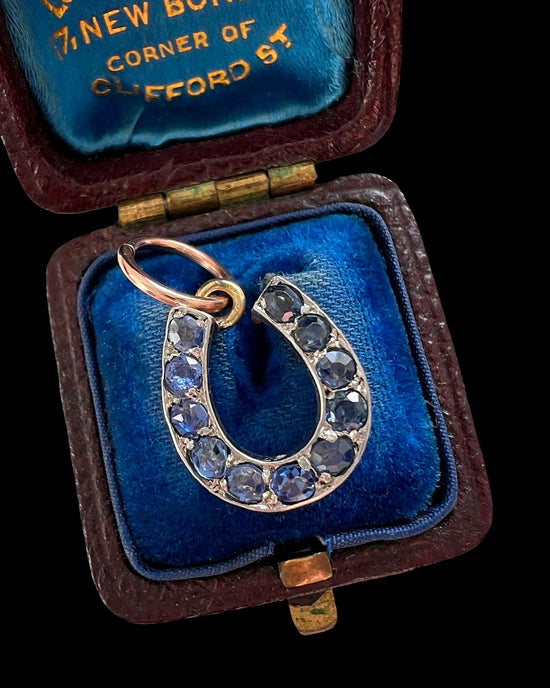 ANTIQUE NATURAL SAPPHIRE HORSESHOE PENDANT
