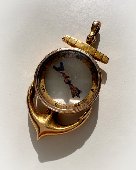 VICTORIAN 18CT GOLD ANCHOR COMPASS