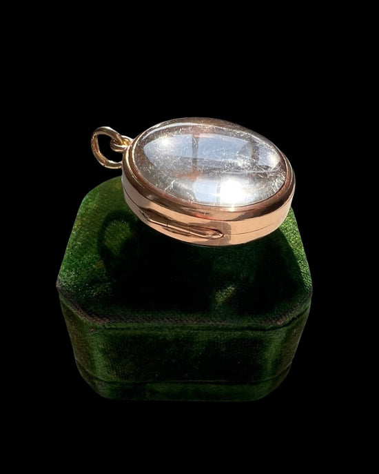 ANTIQUE LARGE 15CT GOLD & CRYSTAL LOCKET