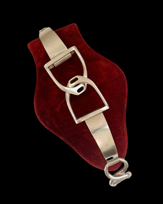 FRENCH SILVER DOUBLE STIRRUP BANGLE
