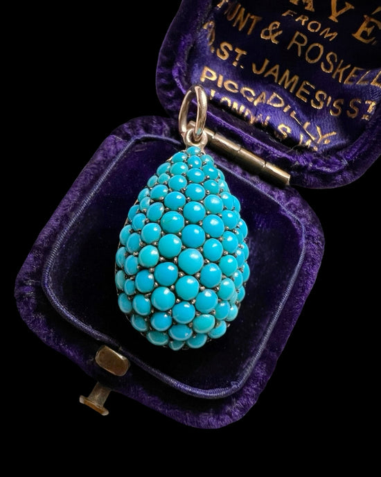VICTORIAN LARGE TEARDROP PAVÉ TURQUOISE PENDANT