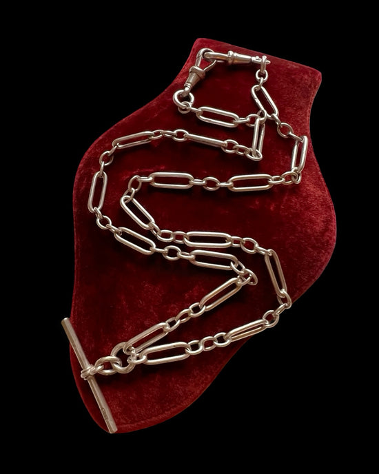 ANTIQUE FINE SILVER PAPERCLIP ALBERT CHAIN