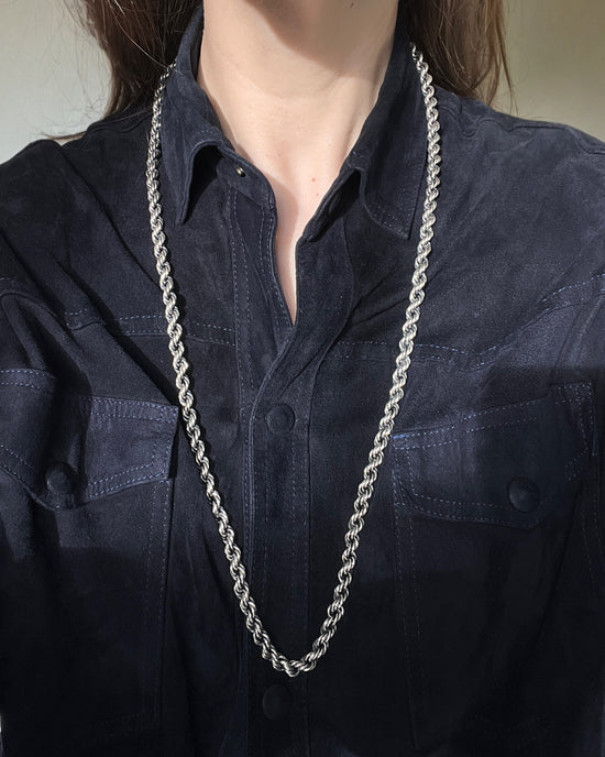 VINTAGE CHUNKY SILVER ROPE TWIST CHAIN