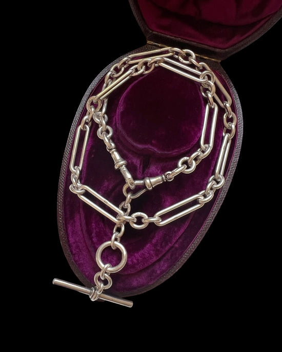 VICTORIAN CHUNKY SILVER PAPERCLIP CHAIN WITH REMOVABLE T-BAR