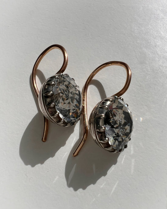 19TH CENTURY PASTE SINGLE STONE EARRINGS