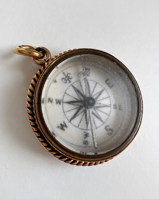 ANTIQUE 15CT GOLD COMPASS PENDANT