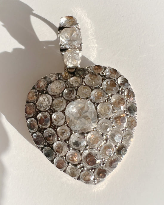 19TH CENTURY LARGE SCALE PASTE HEART PENDANT