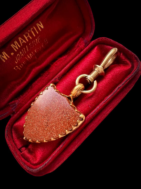 VICTORIAN GOLDSTONE SHIELD PENDANT