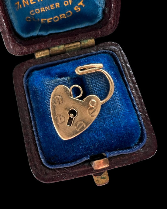 ANTIQUE MINI 9CT GOLD PADLOCK PENDANT