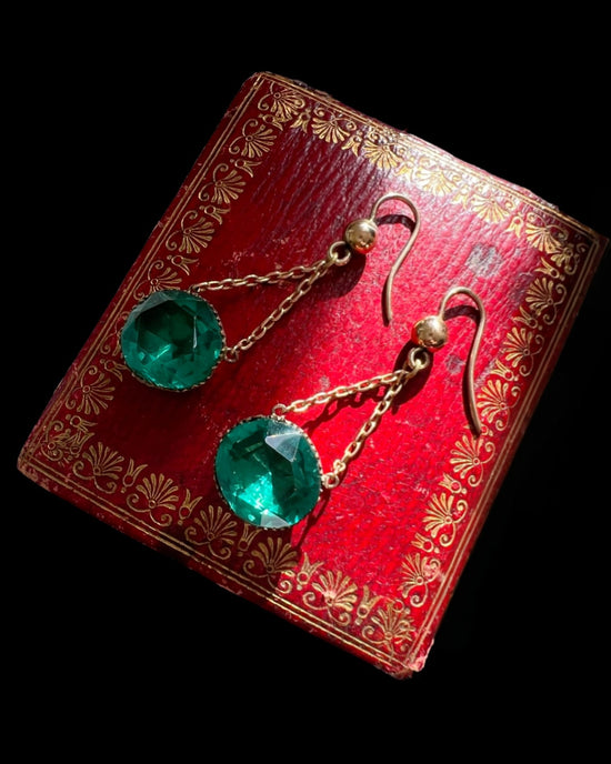 EARLY 19TH CENTURY GREEN PASTE EARRINGS