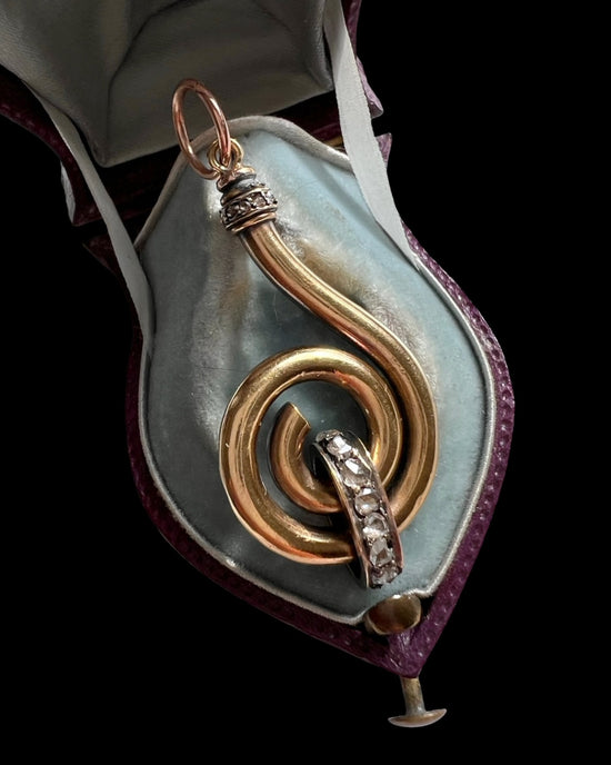VICTORIAN 18CT GOLD & DIAMOND SWIRL PENDANT