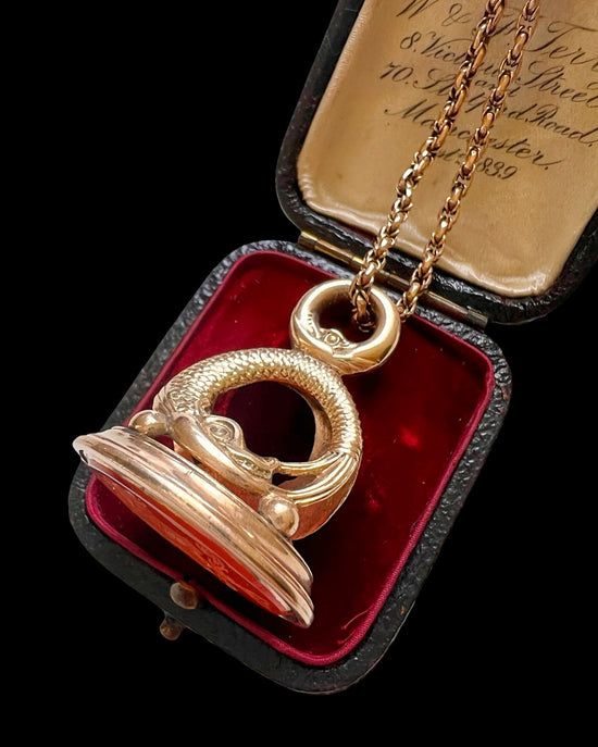 19TH CENTURY DOULBE OUROBOROS FOB PENDANT ‘TENTANDA VIA EST’