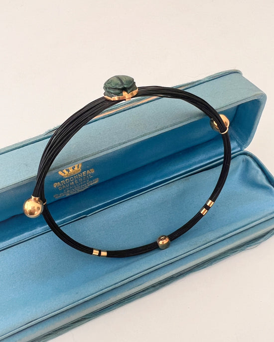 ANTIQUE SCARAB & ELEPHANT HAIR BANGLE