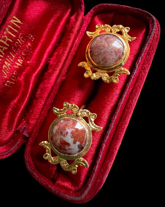 19TH CENTURY DOMED AGATE EARRINGS