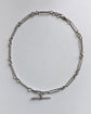 ANTIQUE SILVER PAPERCLIP ALBERT CHAIN WITH T-BAR