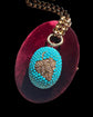 VICTORIAN DIAMOND LEAF & PAVÉ TURQUOISE BOMBE PENDANT