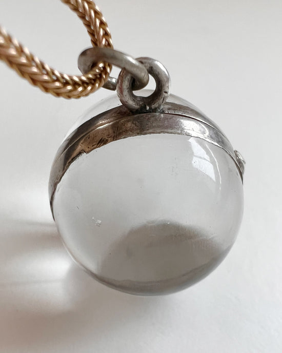 VICTORIAN ROCK CRYSTAL & SILVER ORB LOCKET