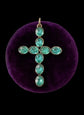 VICTORIAN FACETED PASTE AQUA BLUE CROSS PENDANT