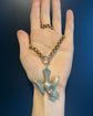 VICTORIAN SILVER & TURQUOISE DOVE PENDANT WITH ORIGINAL BOX