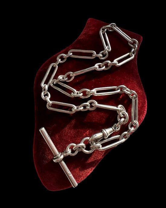 ANTIQUE SILVER PAPERCLIP ALBERT CHAIN