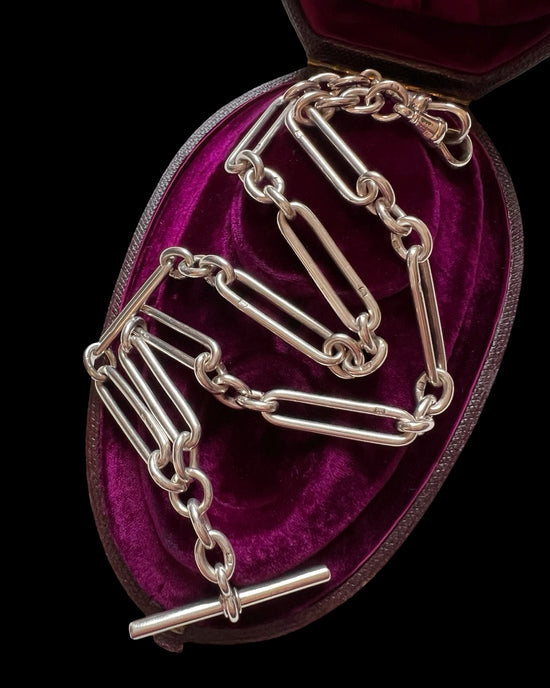 EDWARDIAN SILVER PAPERCLIP ALBERT CHAIN