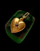 VICTORIAN 15CT GOLD & GARNET PUFFY HEART PENDANT