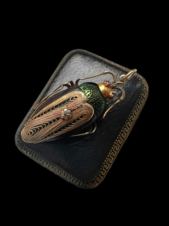VICTORIAN LARGE BEETLE PENDANT / BROOCH