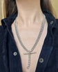 HEAVY ANTIQUE SILVER CURB ALBERT CHAIN WITH TBAR