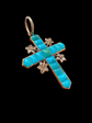 VICTORIAN TURQUOISE & DIAMOND CROSS PENDANT