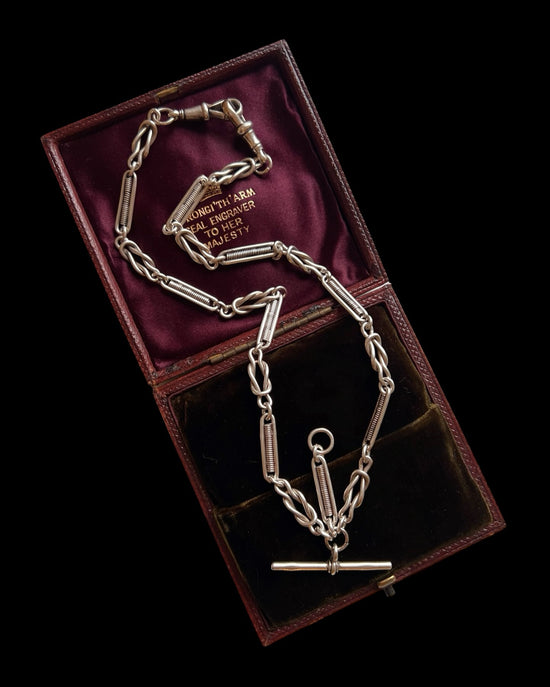 ANTIQUE SILVER FANCY LINK ALBERT CHAIN