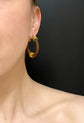 19TH CENTURY 18CT GOLD & WOVEN HAIR HOOP EARRINGS
