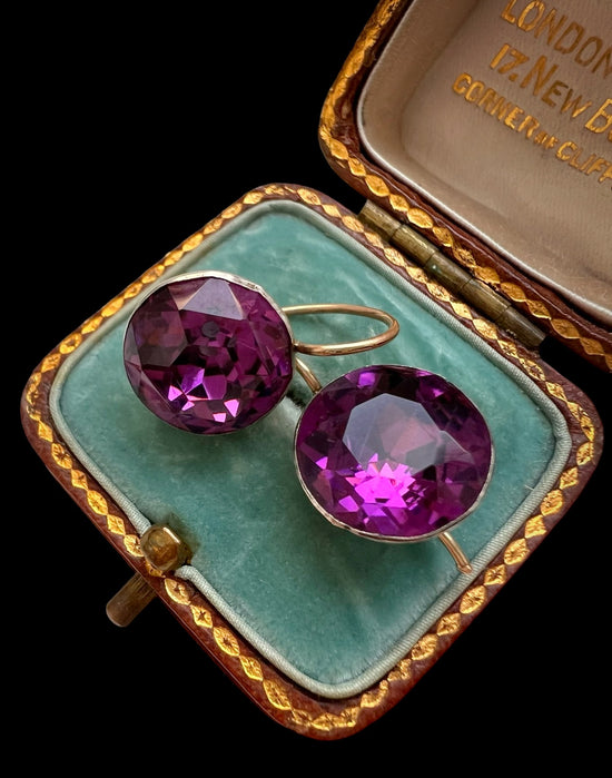 VICTORIAN PURPLE PASTE EARRINGS