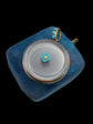VICTORIAN GLASS LOCKET WITH PANSY FLOWER CENTRE & TURQUOISE BAIL