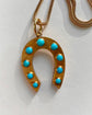 VICTORIAN 15CT GOLD & TURQUOISE HORSESHOE PENDANT