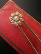 VICTORIAN CHUNKY PIN BROOCH WITH PEARL FLOWER