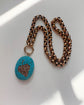 VICTORIAN DIAMOND LEAF & PAVÉ TURQUOISE BOMBE PENDANT
