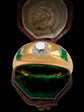 ANTIQUE DIAMOND & EMERALD FLUSH SET RING