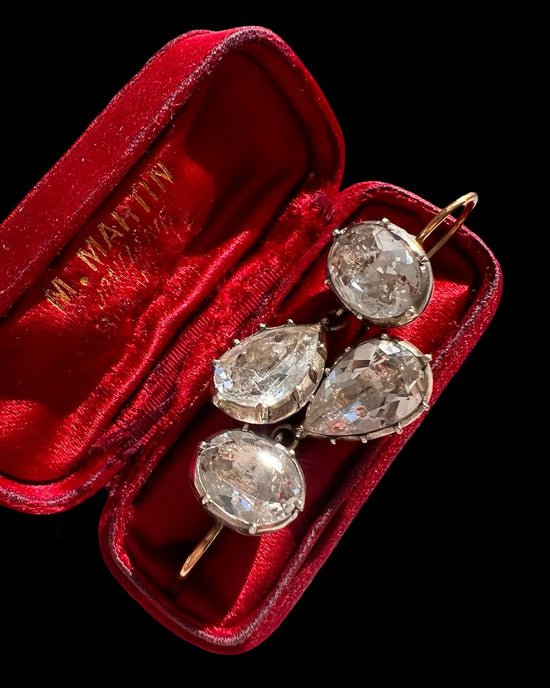 EARLY 19TH CENTURY DOUBLE PASTE DROP EARINGS