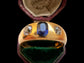 ANTIQUE SAPPHIRE & DIAMOND FLUSH SET RING