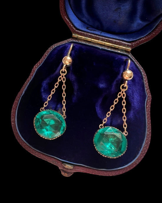 EARLY 19TH CENTURY GREEN PASTE EARRINGS
