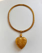 HUGE VICTORIAN PINCHBECK HEART PENDANT & SNAKE CHAIN