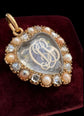 VICTORIAN MONOGRAM ROCK CRYSTAL HEART WITH DIAMOND & PEARL SURROUND