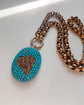 VICTORIAN DIAMOND LEAF & PAVÉ TURQUOISE BOMBE PENDANT