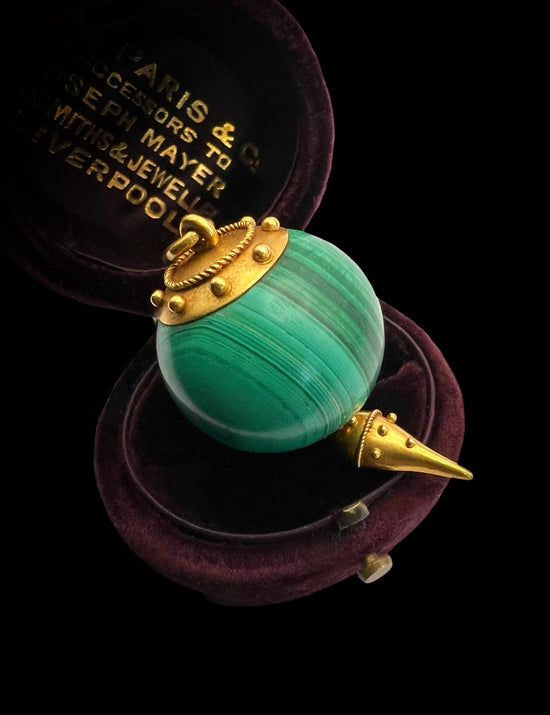 ETRUSCAN REVIVAL MALACHITE SPHERE PENDANT