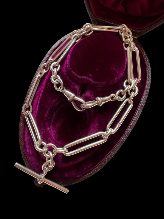 EDWARDIAN SILVER PAPERCLIP ALBERT CHAIN