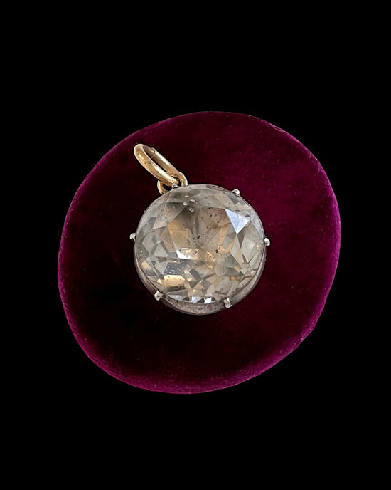 GEORGIAN FACETED ROCK CRYSTAL SOLITAIRE PENDANT