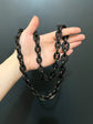 VICTORIAN WHITBY JET CHUNKY MARINER LINK CHAIN