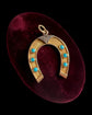 LARGE 18CT GOLD TURQUOISE & DIAMOND HORSESHOE PENDANT
